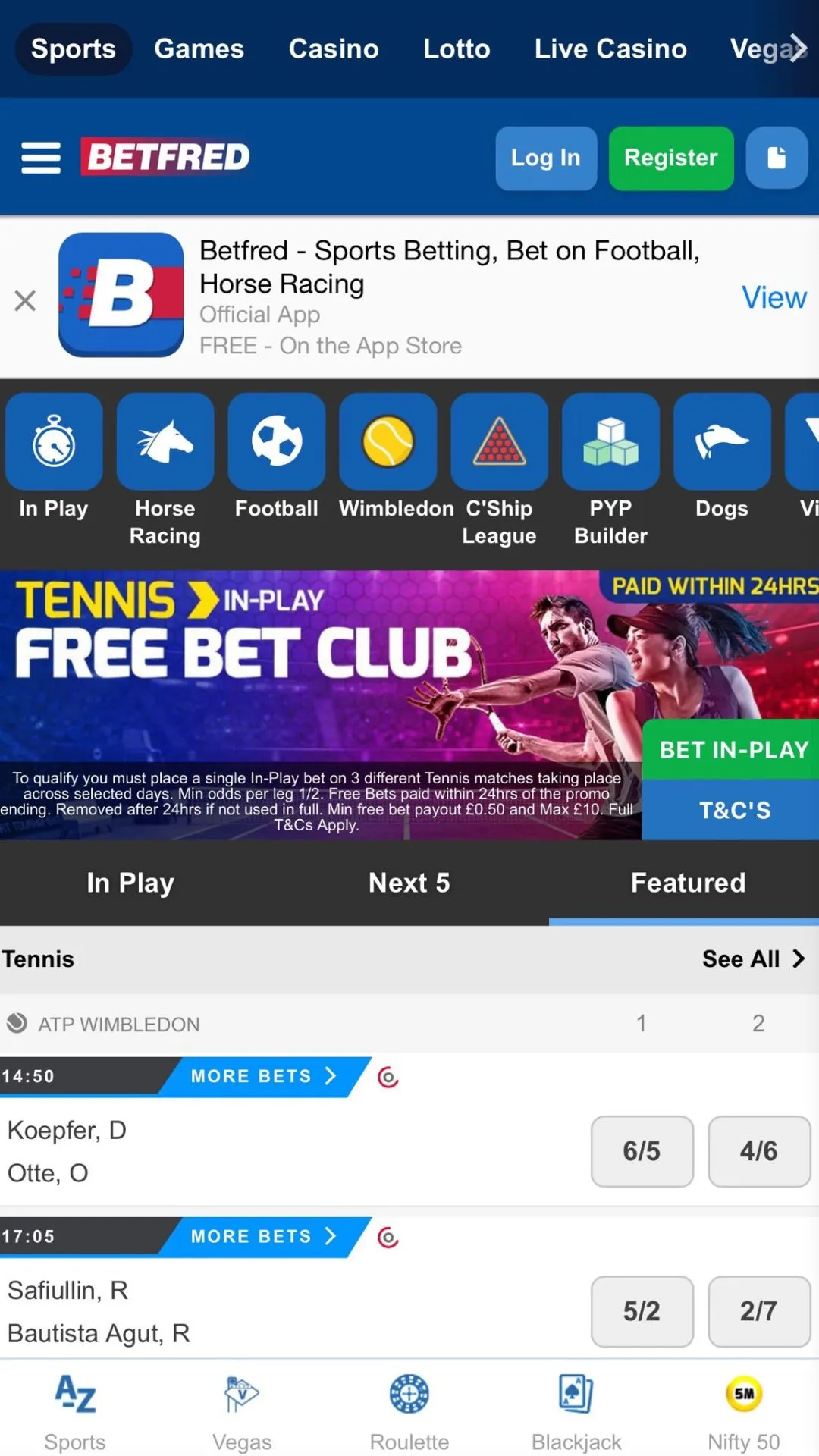 Mobile screenshot for Betfred with name: Betfred Home
